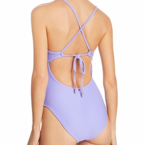 RED CARTER Riviera Sunset Plunge Ribbed One Piece - Picture 2 of 6